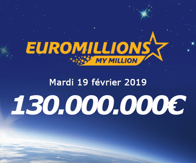Euromillions : jackpot exceptionnel de 130M€ en jeu courant juin 2019 !